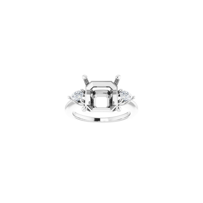 Platinum 10 x 10 mm Asscher 1/4 CTW Lab-Grown Diamond Semi-Set Engagement Ring