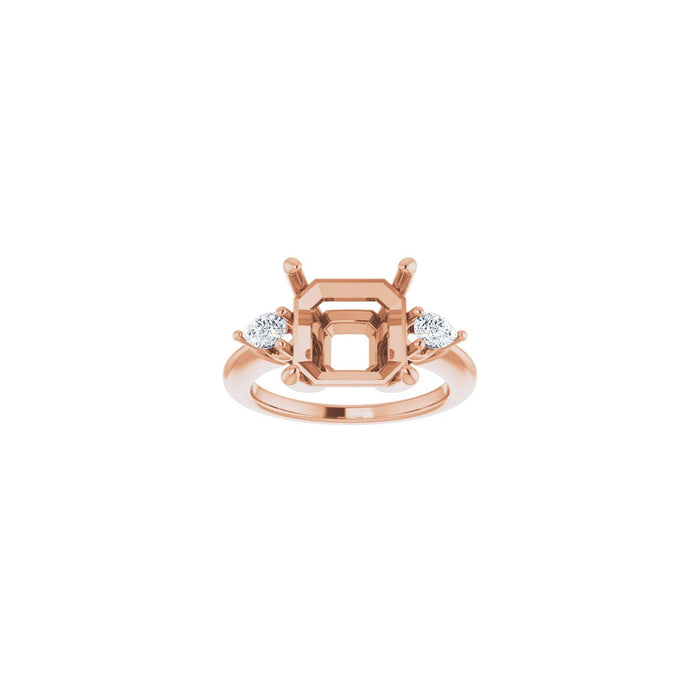 14K Rose Gold 10 x 10 mm Asscher 1/4 CTW Lab-Grown Diamond Semi-Set Engagement Ring
