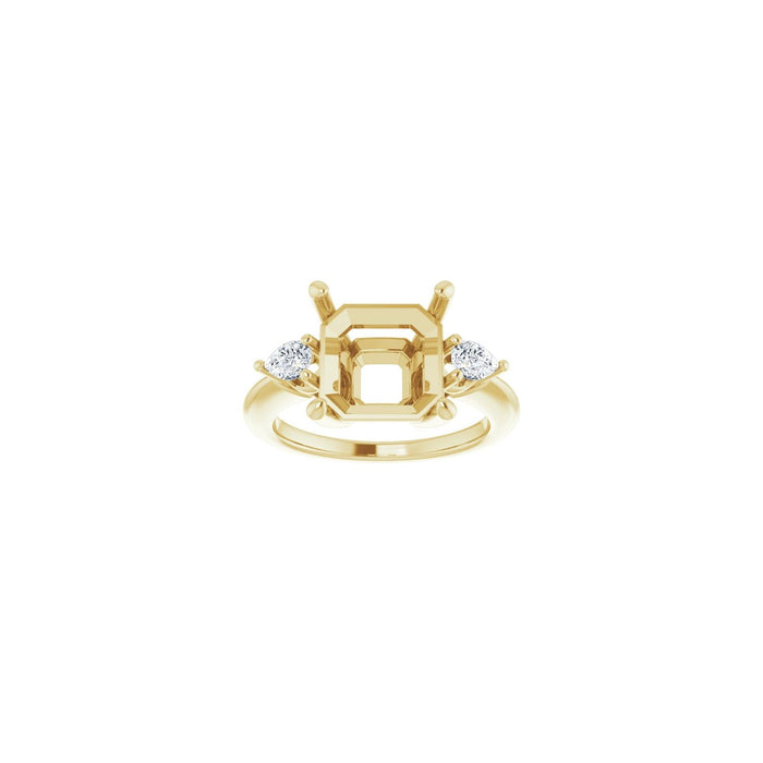 14K Yellow Gold 10 x 10 mm Asscher 1/4 CTW Lab-Grown Diamond Semi-Set Engagement Ring