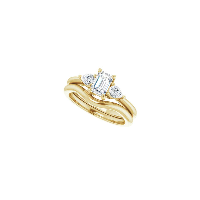 14K Yellow Gold 6 x 4 mm Emerald 1/4 CTW Lab-Grown Diamond Semi-Set Engagement Ring