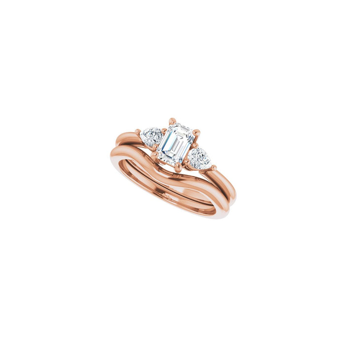 14K Rose Gold 6 x 4 mm Emerald 1/4 CTW Lab-Grown Diamond Semi-Set Engagement Ring