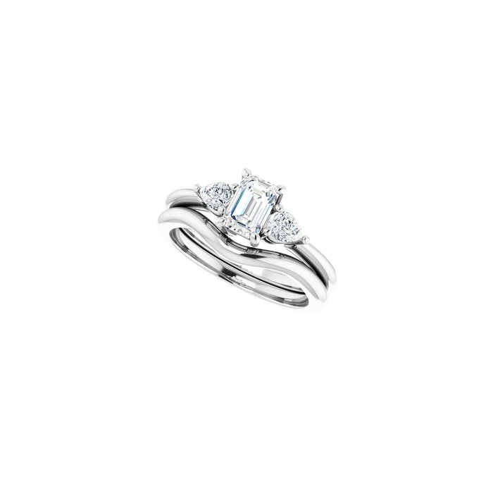 Platinum 6 x 4 mm Emerald 1/4 CTW Lab-Grown Diamond Semi-Set Engagement Ring