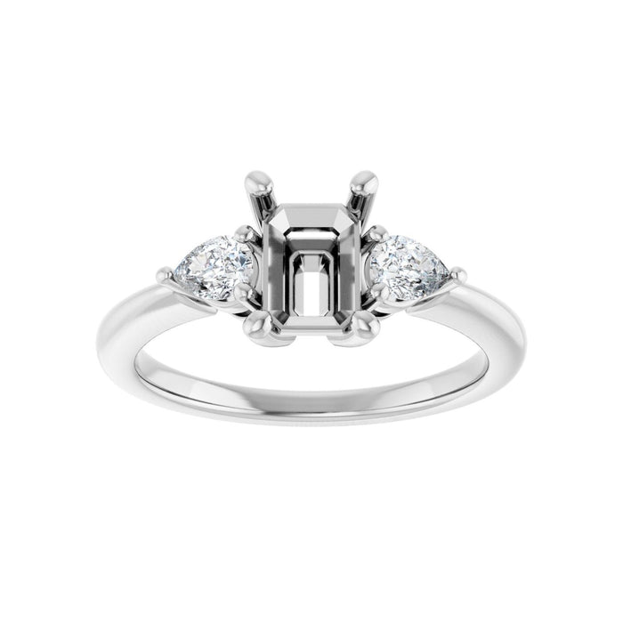 14K White Gold 7 x 5 mm Emerald 1/4 CTW Lab-Grown Diamond Semi-Set Engagement Ring