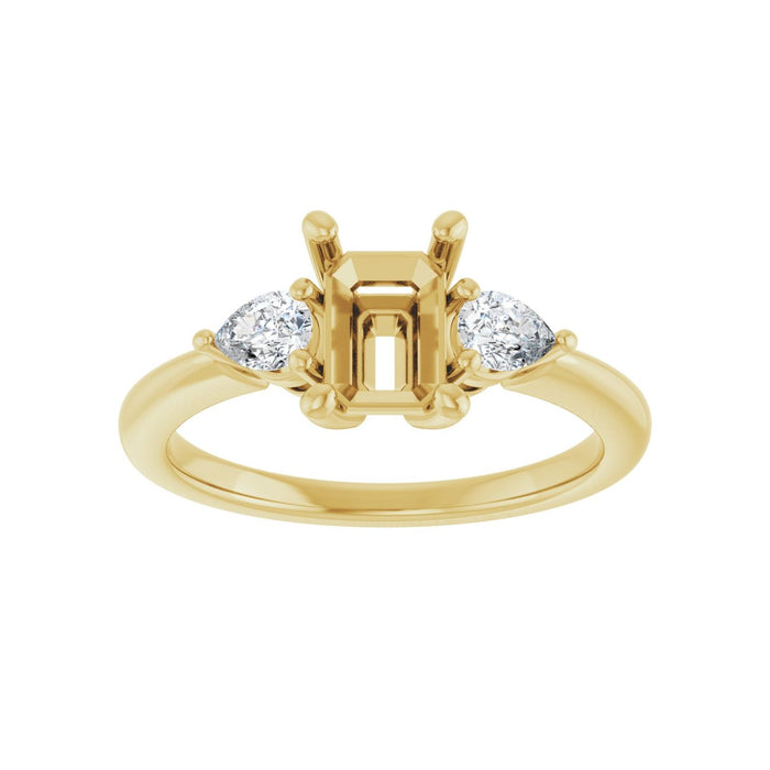 14K Yellow Gold 7 x 5 mm Emerald 1/4 CTW Lab-Grown Diamond Semi-Set Engagement Ring