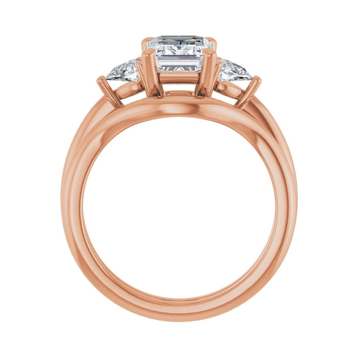 14K Rose Gold 8 x 6 mm Emerald 1/4 CTW Lab-Grown Diamond Semi-Set Engagement Ring