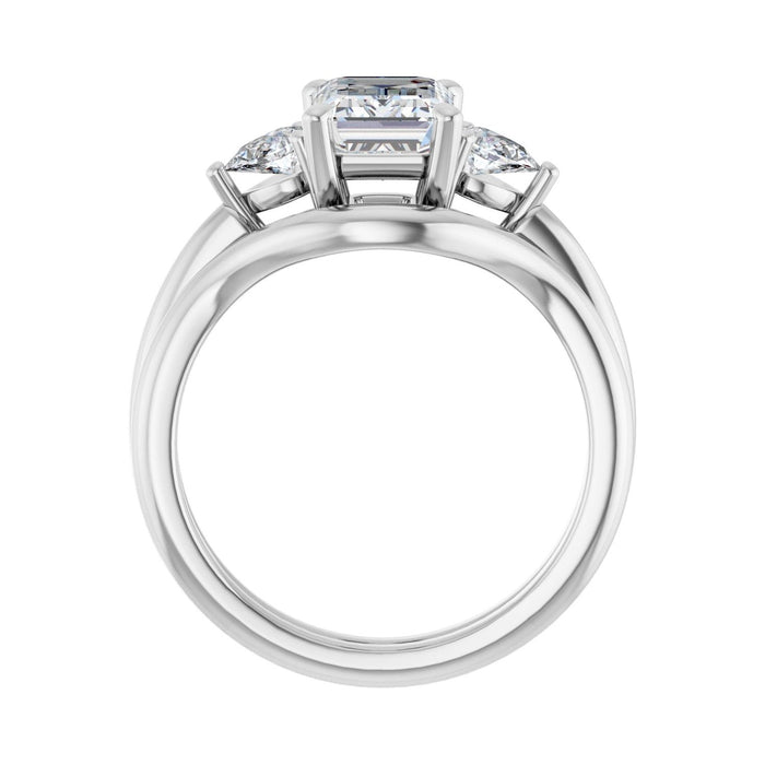 Platinum 8 x 6 mm Emerald 1/4 CTW Lab-Grown Diamond Semi-Set Engagement Ring