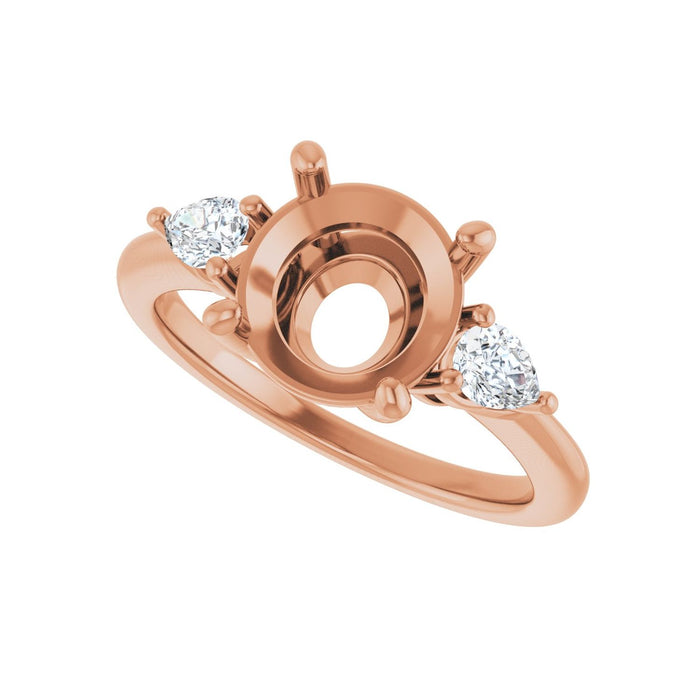 14K Rose Gold 9 mm Round 1/4 CTW Lab-Grown Diamond Semi-Set Engagement Ring