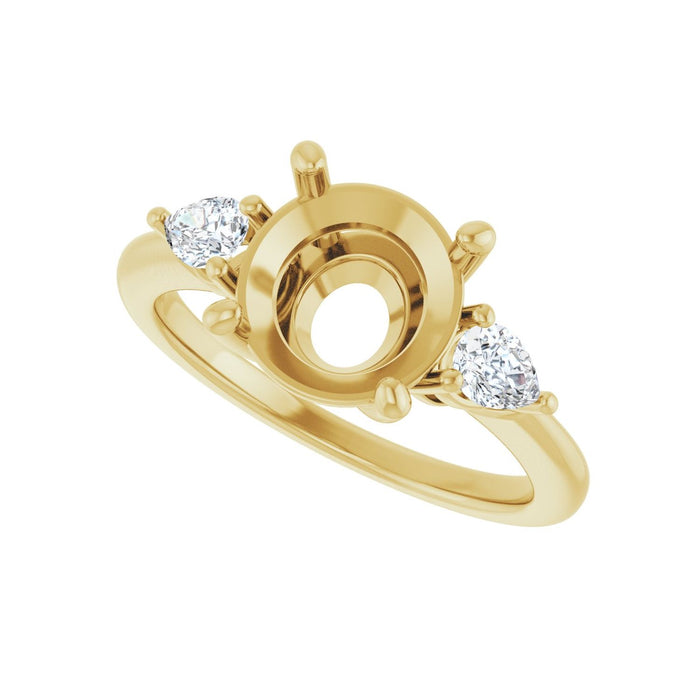 14K Yellow Gold 9 mm Round 1/4 CTW Lab-Grown Diamond Semi-Set Engagement Ring