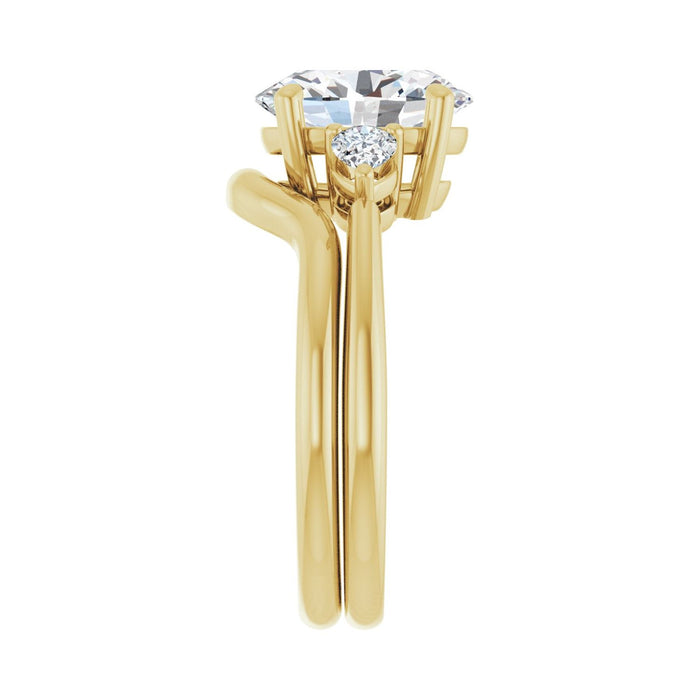 14K Yellow Gold 10 x 8 mm Oval 1/4 CTW Lab-Grown Diamond Semi-Set Engagement Ring