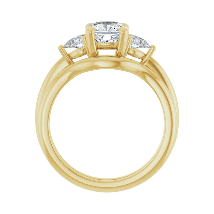 14K Yellow Gold 6 x 6 mm Cushion 1/4 CTW Lab-Grown Diamond Semi-Set Engagement Ring