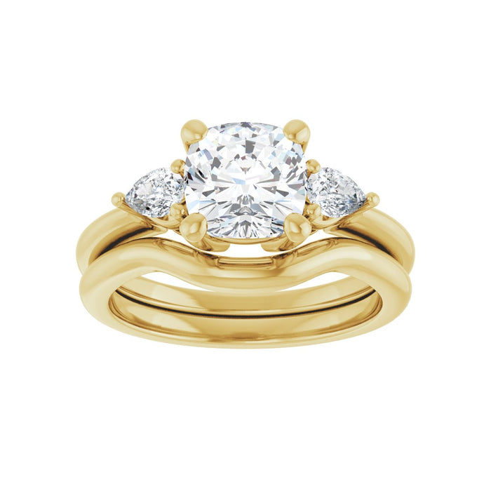 14K Yellow Gold 7 x 7 mm Cushion 1/4 CTW Lab-Grown Diamond Semi-Set Engagement Ring