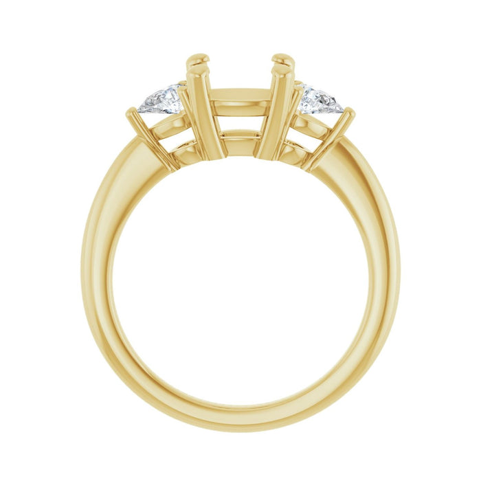 14K Yellow Gold 7 x 7 mm Cushion 1/4 CTW Lab-Grown Diamond Semi-Set Engagement Ring