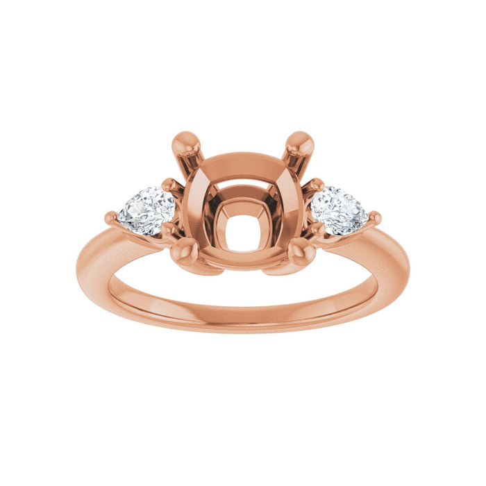 14K Rose Gold 8 x 8 mm Cushion 1/4 CTW Lab-Grown Diamond Semi-Set Engagement Ring