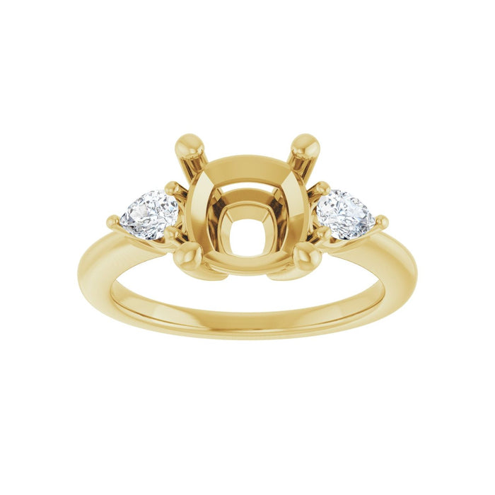 14K Yellow Gold 8 x 8 mm Cushion 1/4 CTW Lab-Grown Diamond Semi-Set Engagement Ring