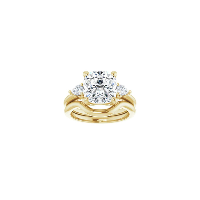 14K Yellow Gold 9 x 9 mm Cushion 1/4 CTW Lab-Grown Diamond Semi-Set Engagement Ring