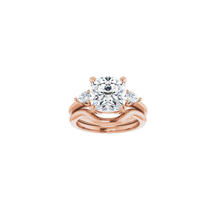 14K Rose Gold 9 x 9 mm Cushion 1/4 CTW Lab-Grown Diamond Semi-Set Engagement Ring