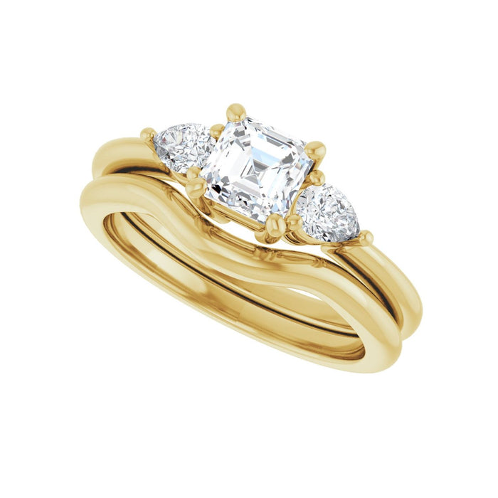 14K Yellow Gold 5 x 5 mm Asscher 1/4 CTW Lab-Grown Diamond Semi-Set Engagement Ring
