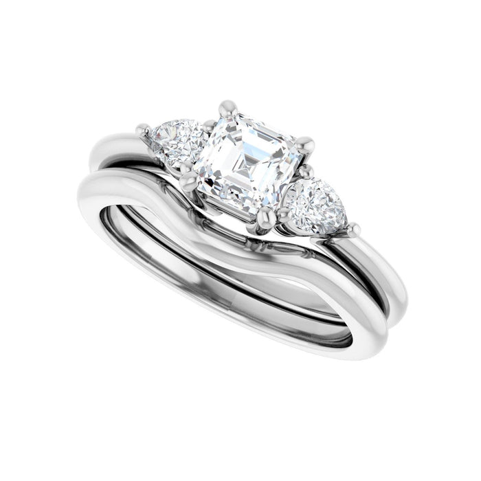 14K White Gold 5 x 5 mm Asscher 1/4 CTW Lab-Grown Diamond Semi-Set Engagement Ring