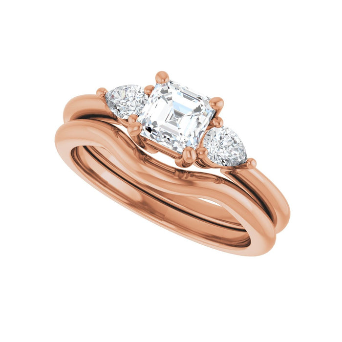 14K Rose Gold 5 x 5 mm Asscher 1/4 CTW Lab-Grown Diamond Semi-Set Engagement Ring