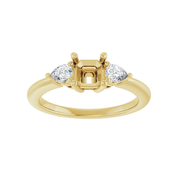 14K Yellow Gold 5 x 5 mm Asscher 1/4 CTW Lab-Grown Diamond Semi-Set Engagement Ring