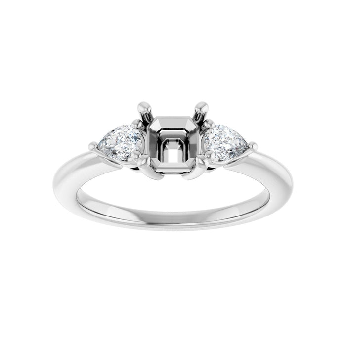 14K White Gold 5 x 5 mm Asscher 1/4 CTW Lab-Grown Diamond Semi-Set Engagement Ring