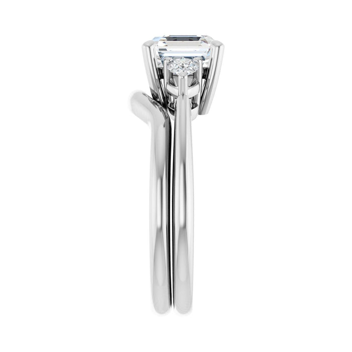 14K White Gold 7 x 7 mm Asscher 1/4 CTW Lab-Grown Diamond Semi-Set Engagement Ring
