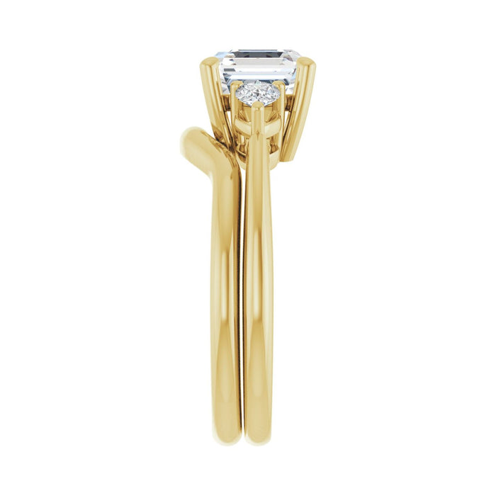 14K Yellow Gold 7 x 7 mm Asscher 1/4 CTW Lab-Grown Diamond Semi-Set Engagement Ring