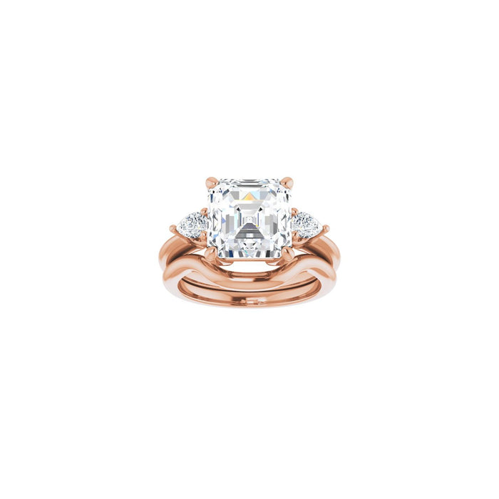 14K Rose Gold 9 x 9 mm Asscher 1/4 CTW Lab-Grown Diamond Semi-Set Engagement Ring