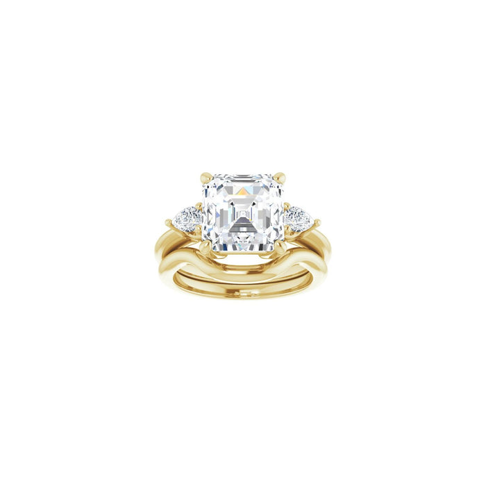 14K Yellow Gold 9 x 9 mm Asscher 1/4 CTW Lab-Grown Diamond Semi-Set Engagement Ring