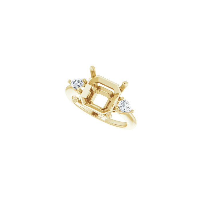 14K Yellow Gold 10 x 10 mm Asscher 1/4 CTW Lab-Grown Diamond Semi-Set Engagement Ring