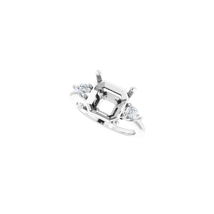 Platinum 10 x 10 mm Asscher 1/4 CTW Lab-Grown Diamond Semi-Set Engagement Ring