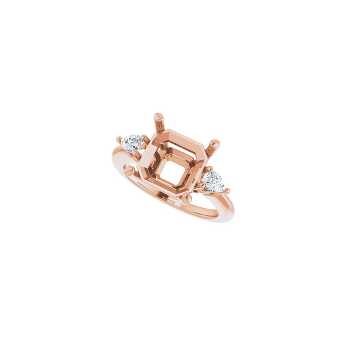 14K Rose Gold 10 x 10 mm Asscher 1/4 CTW Lab-Grown Diamond Semi-Set Engagement Ring