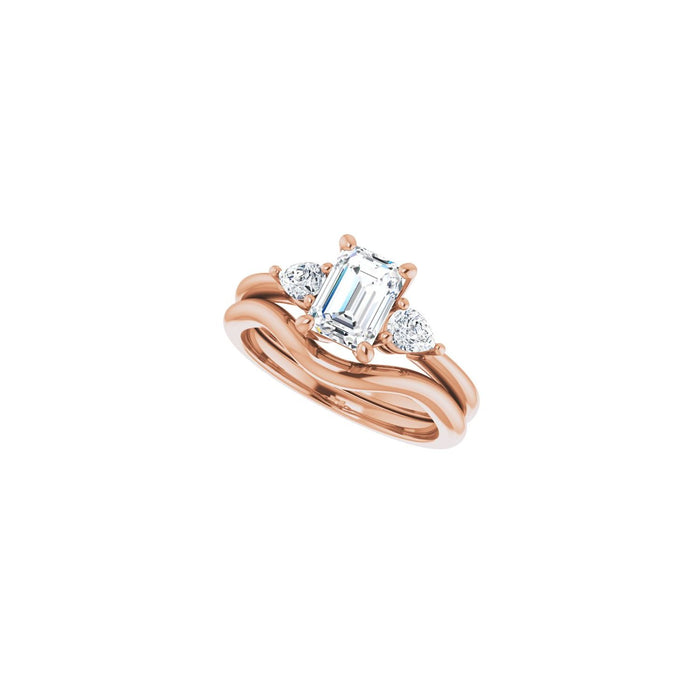 14K Rose Gold 7 x 5 mm Emerald 1/4 CTW Lab-Grown Diamond Semi-Set Engagement Ring