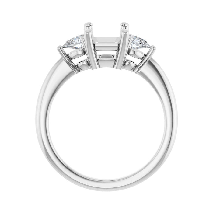 14K White Gold 8 x 6 mm Emerald 1/4 CTW Lab-Grown Diamond Semi-Set Engagement Ring