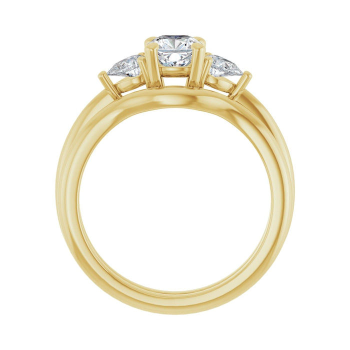 14K Yellow Gold 5 x 5 mm Cushion 1/4 CTW Lab-Grown Diamond Semi-Set Engagement Ring