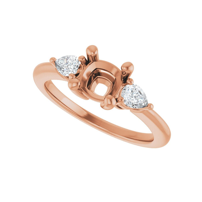 14K Rose Gold 6 x 6 mm Cushion 1/4 CTW Lab-Grown Diamond Semi-Set Engagement Ring