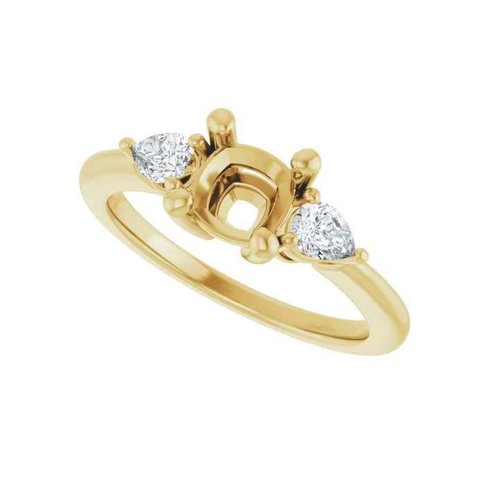 14K Yellow Gold 6 x 6 mm Cushion 1/4 CTW Lab-Grown Diamond Semi-Set Engagement Ring