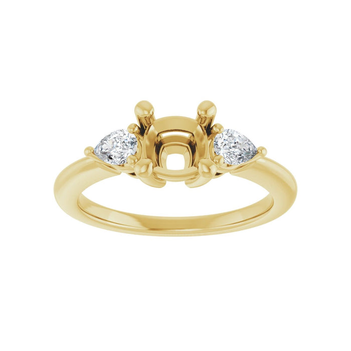 14K Yellow Gold 6 x 6 mm Cushion 1/4 CTW Lab-Grown Diamond Semi-Set Engagement Ring