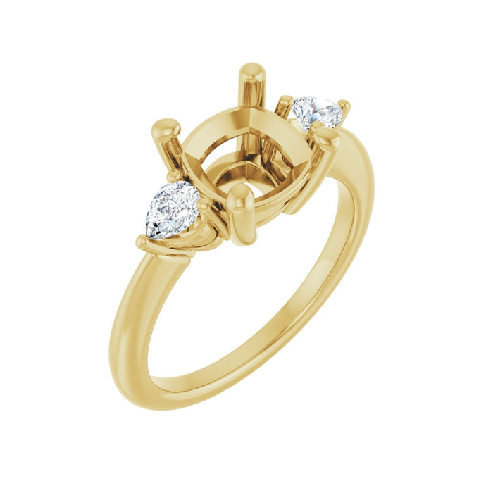 14K Yellow Gold 8 x 8 mm Cushion 1/4 CTW Lab-Grown Diamond Semi-Set Engagement Ring