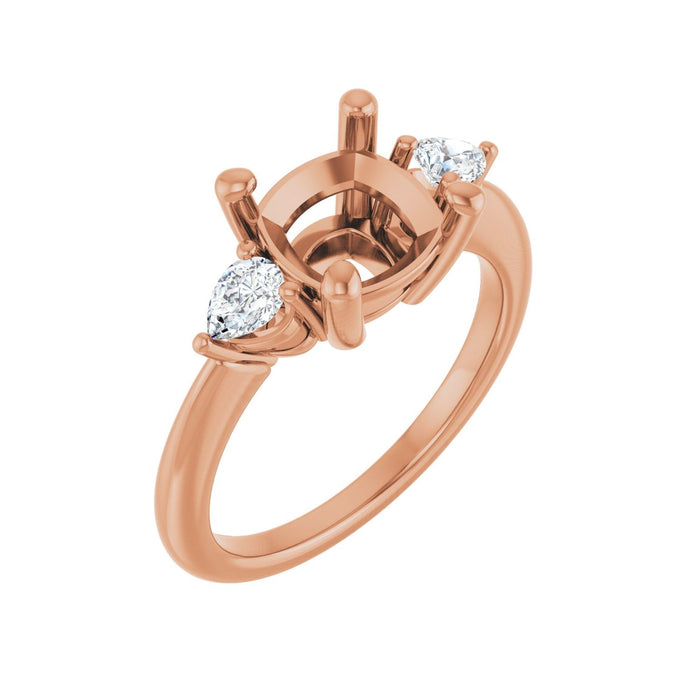 14K Rose Gold 8 x 8 mm Cushion 1/4 CTW Lab-Grown Diamond Semi-Set Engagement Ring