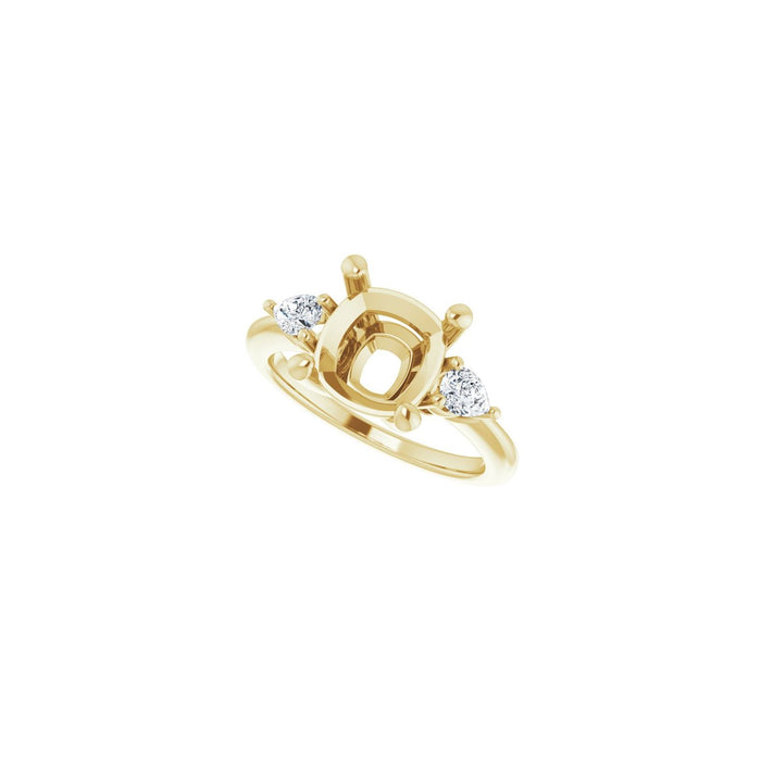 14K Yellow Gold 9 x 9 mm Cushion 1/4 CTW Lab-Grown Diamond Semi-Set Engagement Ring