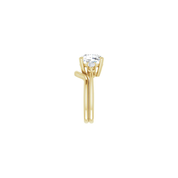14K Yellow Gold 10 x 10 mm Cushion 1/4 CTW Lab-Grown Diamond Semi-Set Engagement Ring