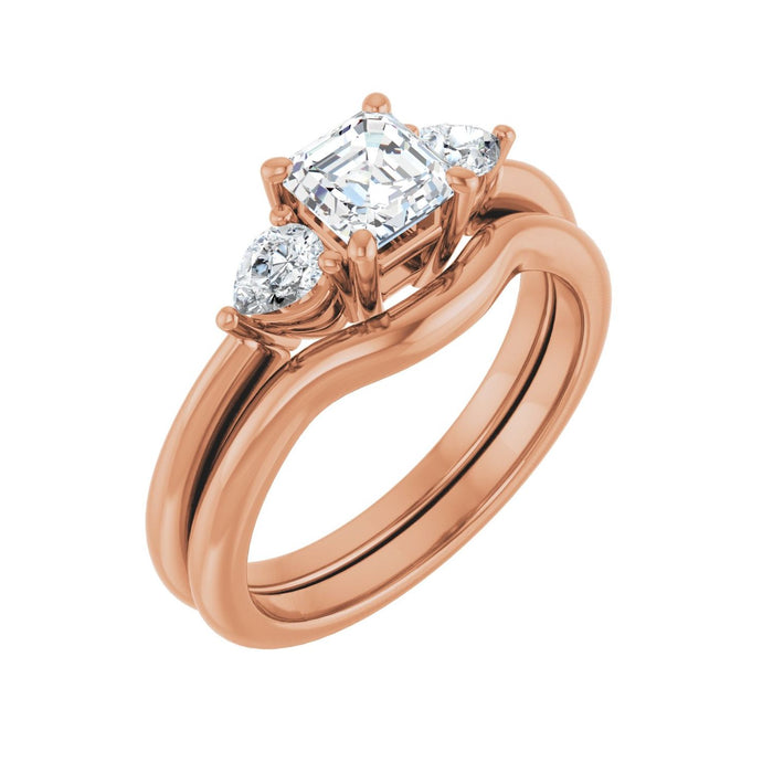 14K Rose Gold 5 x 5 mm Asscher 1/4 CTW Lab-Grown Diamond Semi-Set Engagement Ring