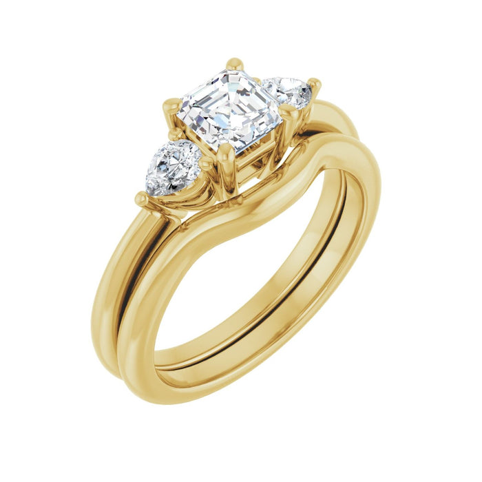 14K Yellow Gold 5 x 5 mm Asscher 1/4 CTW Lab-Grown Diamond Semi-Set Engagement Ring