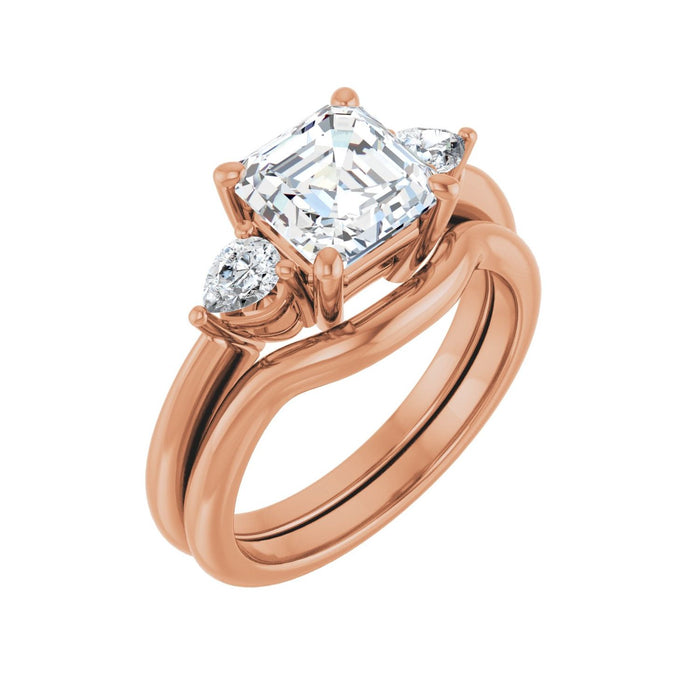 14K Rose Gold 7 x 7 mm Asscher 1/4 CTW Lab-Grown Diamond Semi-Set Engagement Ring