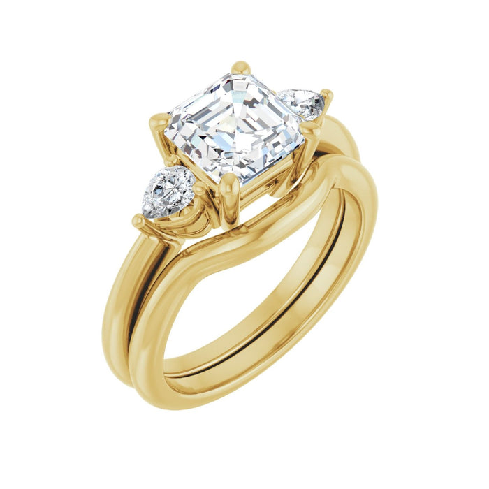14K Yellow Gold 7 x 7 mm Asscher 1/4 CTW Lab-Grown Diamond Semi-Set Engagement Ring