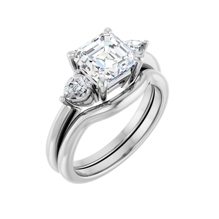 14K White Gold 7 x 7 mm Asscher 1/4 CTW Lab-Grown Diamond Semi-Set Engagement Ring