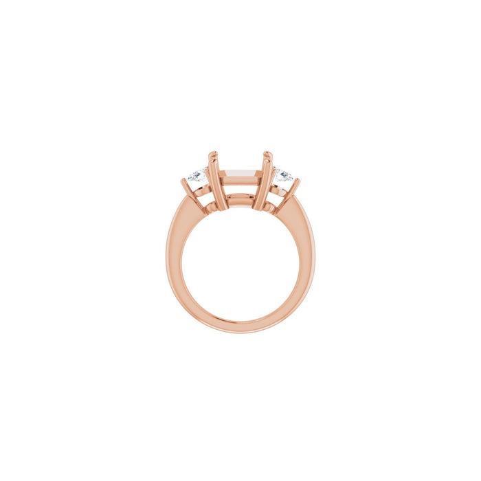 14K Rose Gold 9 x 9 mm Asscher 1/4 CTW Lab-Grown Diamond Semi-Set Engagement Ring