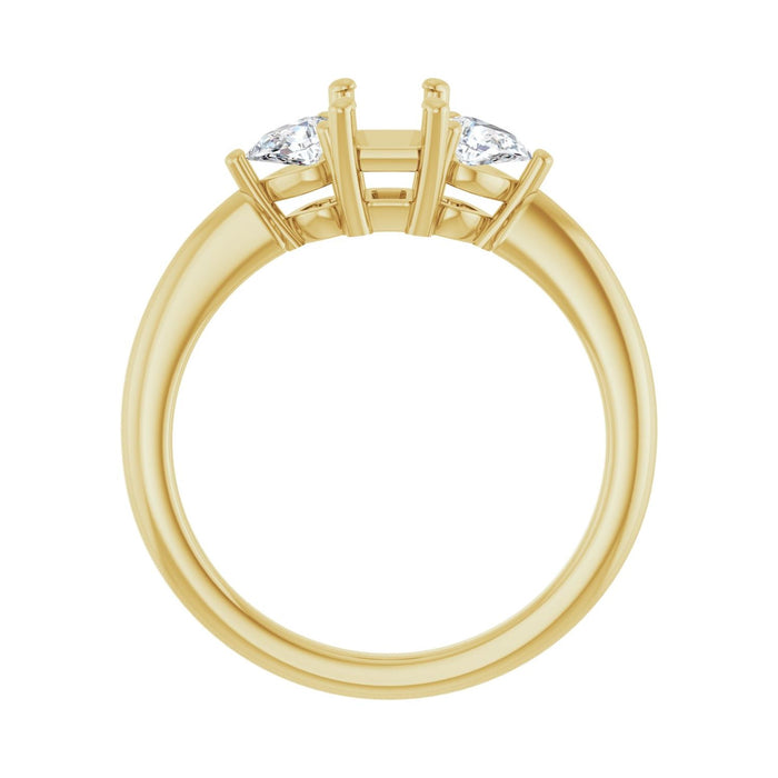 14K Yellow Gold 6 x 4 mm Emerald 1/4 CTW Lab-Grown Diamond Semi-Set Engagement Ring