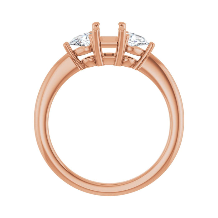 14K Rose Gold 6 x 4 mm Emerald 1/4 CTW Lab-Grown Diamond Semi-Set Engagement Ring